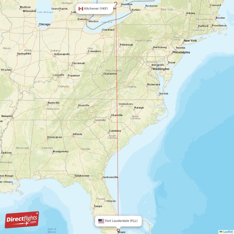 FLL - YKF route map