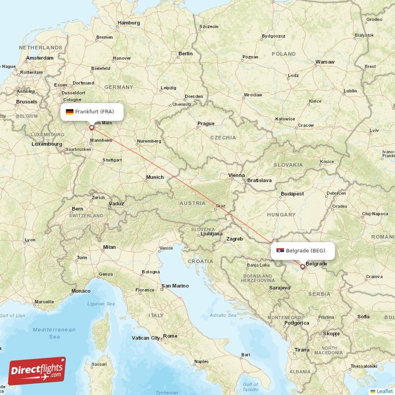 FRA - BEG route map