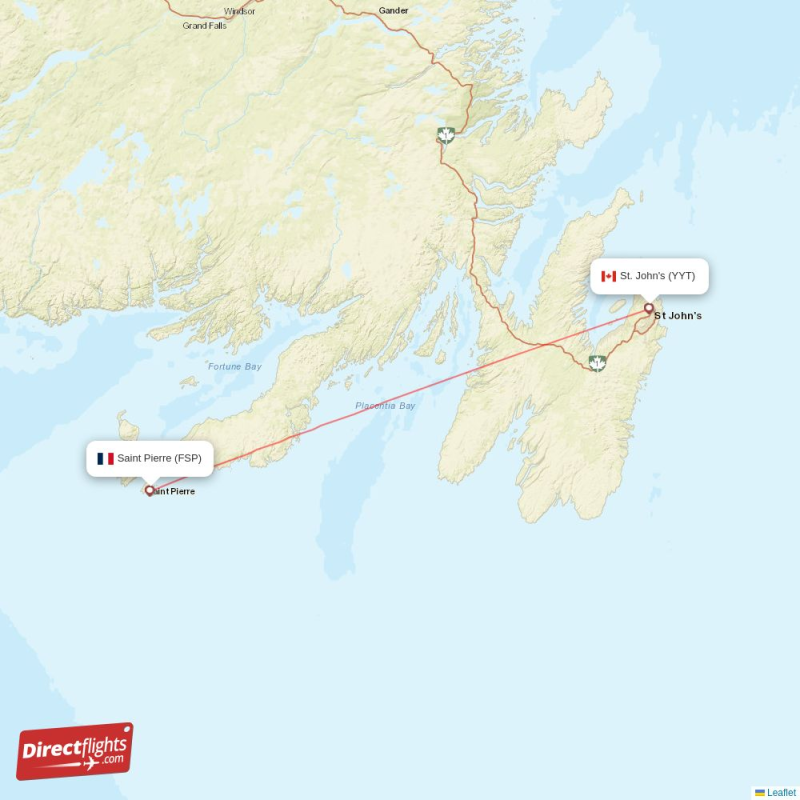 Direct flights from Saint Pierre to St. John's (FSP-YYT ...