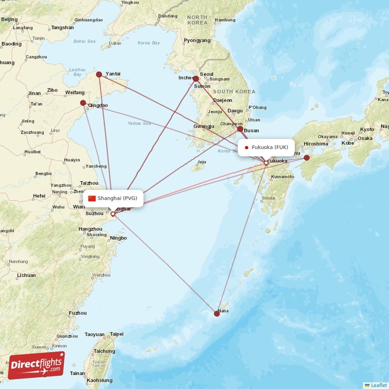 FUK - PVG route map