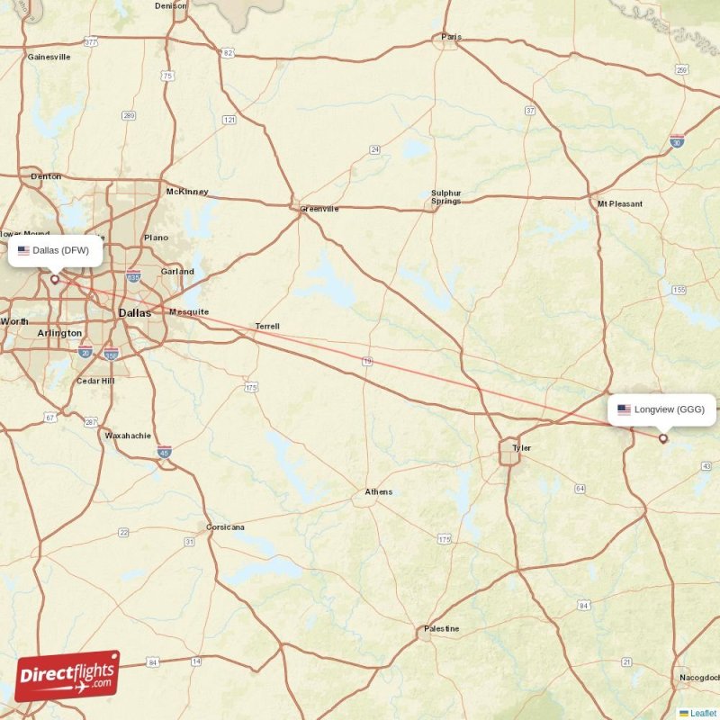 GGG - DFW route map