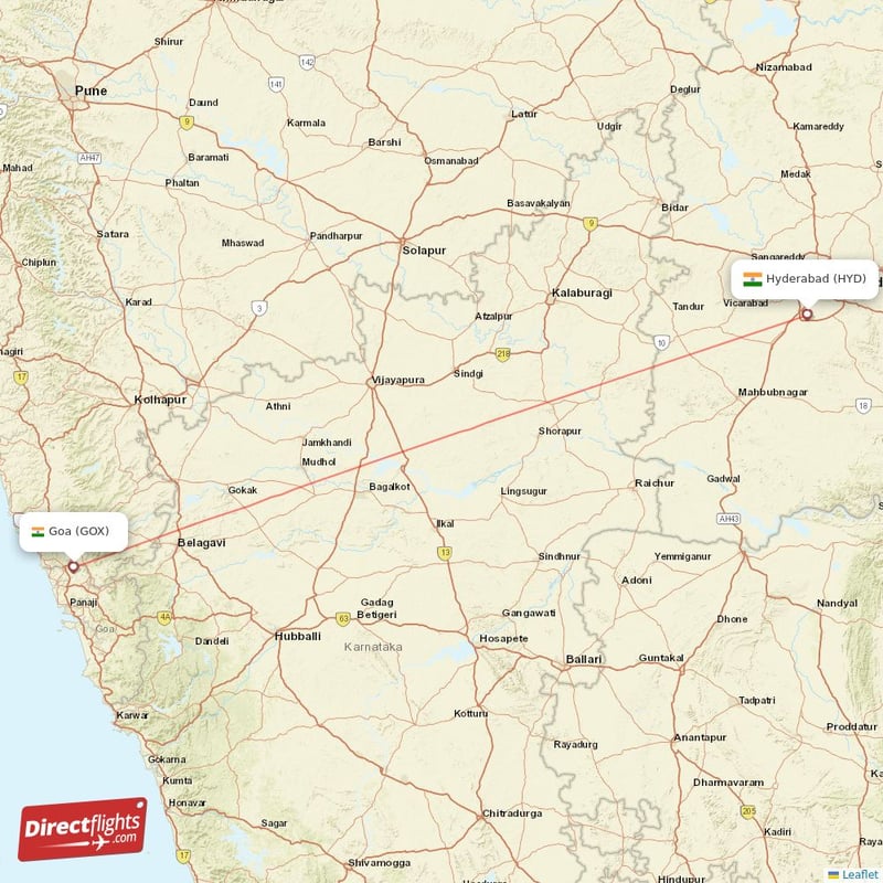 GOX - HYD route map