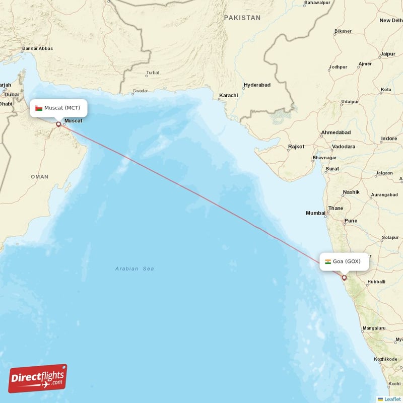 Direct flights from Goa to Muscat GOX to MCT non stop