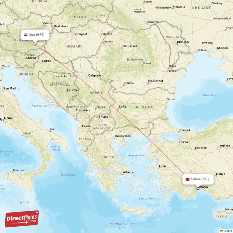 GRZ - AYT route map