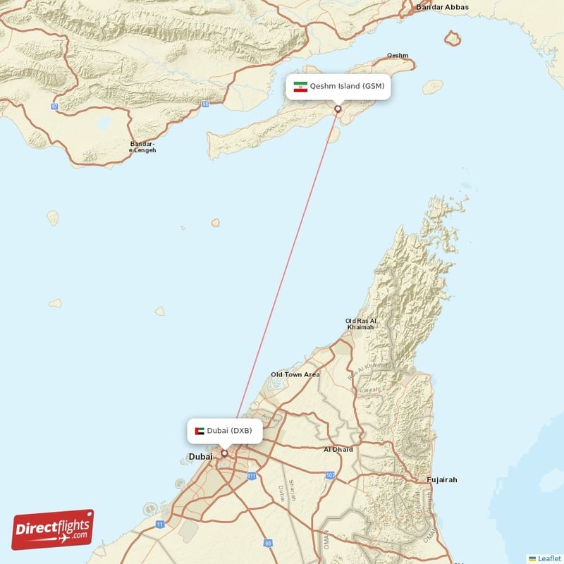 GSM - DXB route map