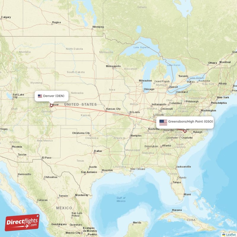 GSO - DEN route map