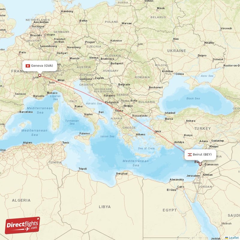 Direct flights from Geneva to Beirut GVA to BEY non stop