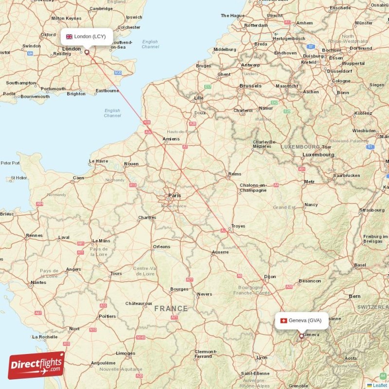 GVA - LCY route map