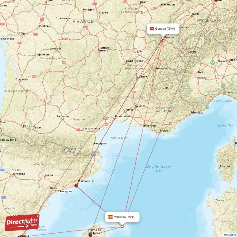 GVA - MAH route map