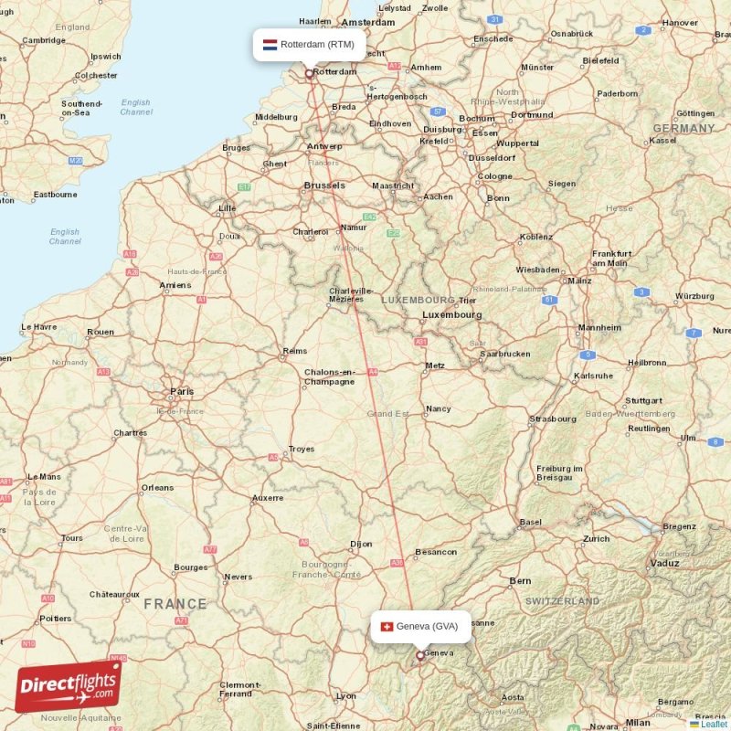 GVA - RTM route map