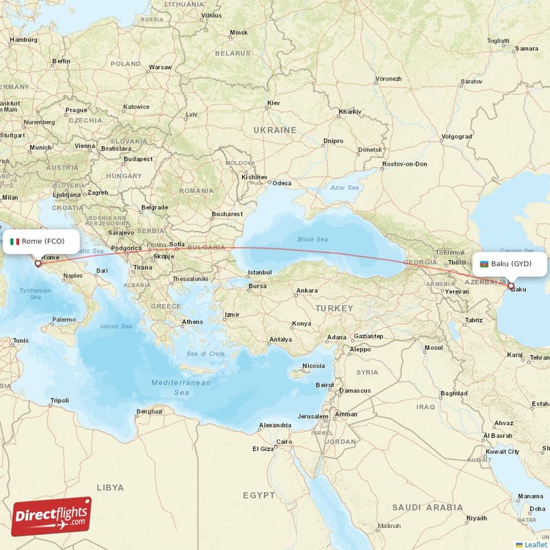 GYD - FCO route map