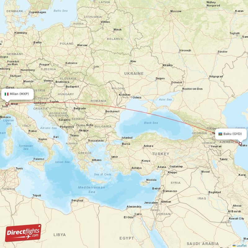 GYD - MXP route map