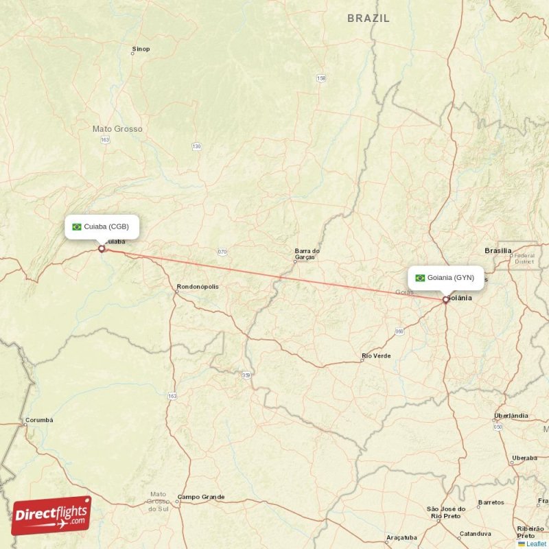 Direct flights from Goiania to Cuiaba (GYN-CGB) - Directflights.com