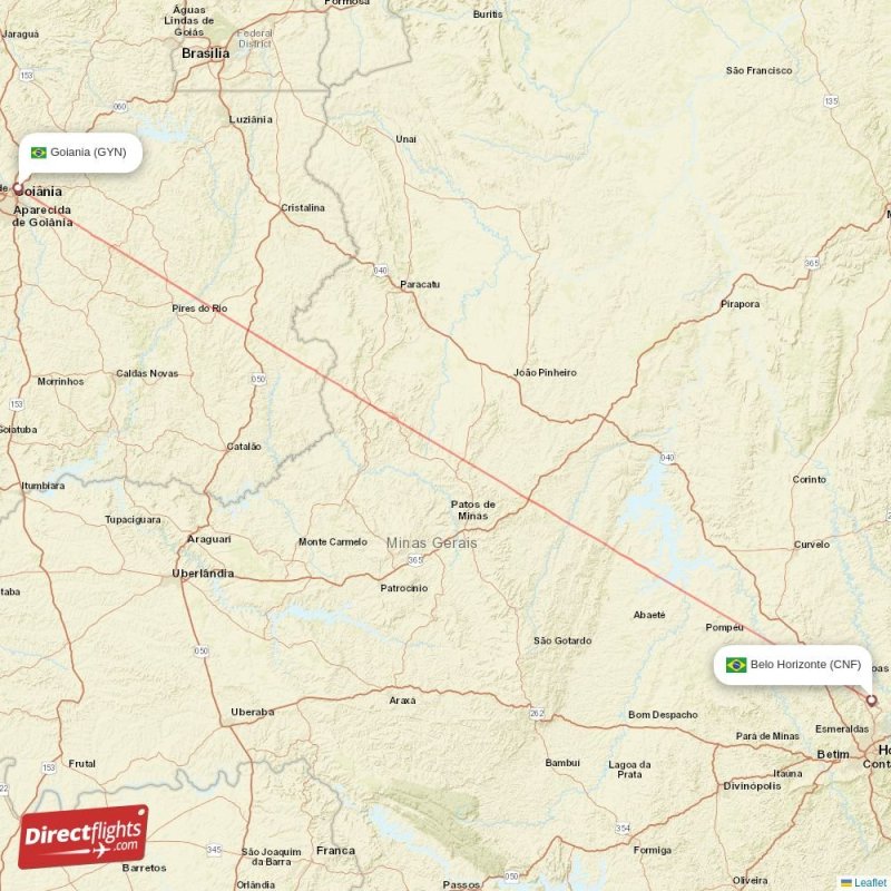 Direct flights from Goiania to Belo Horizonte (GYN-CNF) - Directflights.com