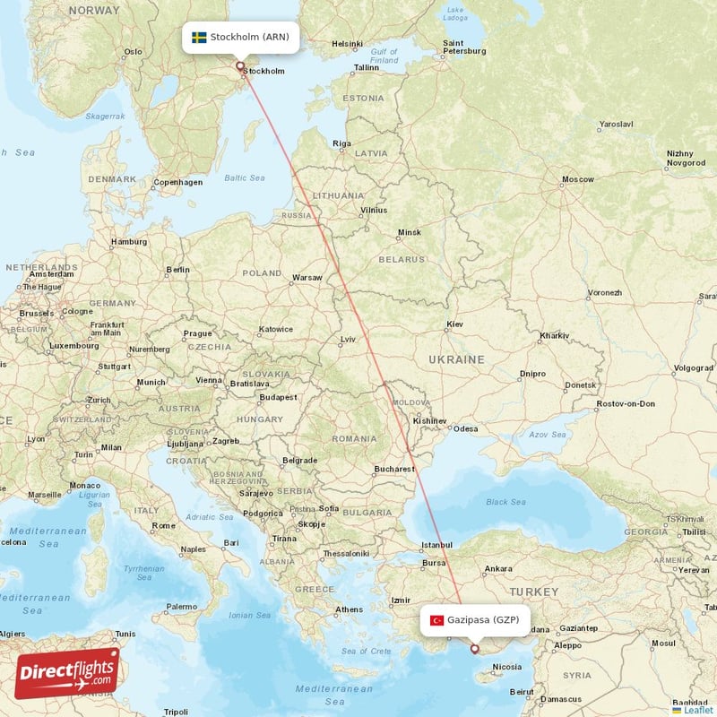 GZP - ARN route map