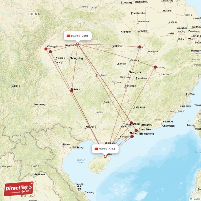 Direct flights from Haikou to Dazhou (HAK-DZH) - Directflights.com
