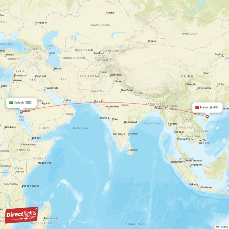 HAK - JED route map