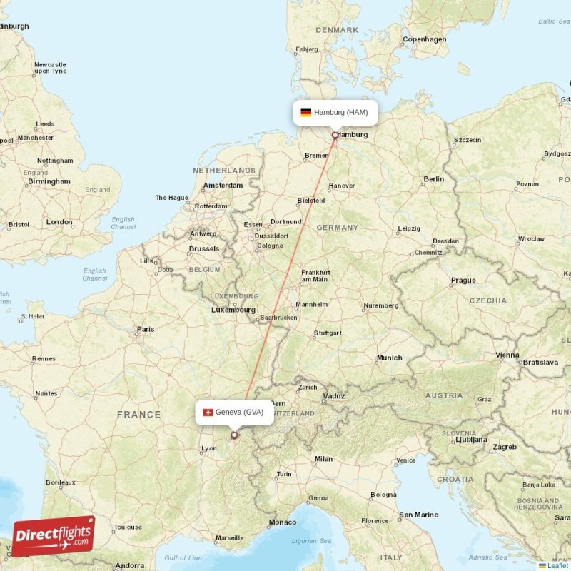 HAM - GVA route map