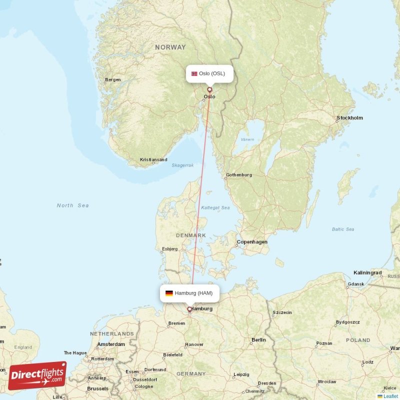 HAM - OSL route map