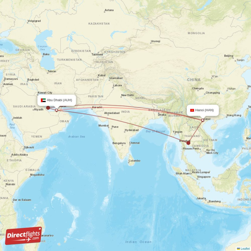 HAN - AUH route map
