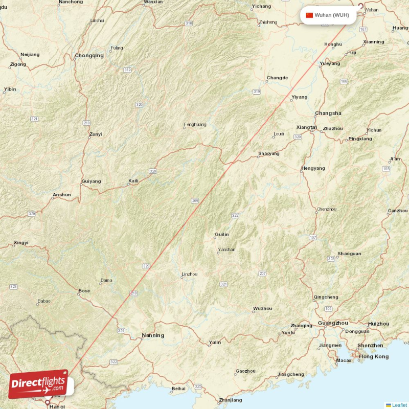 HAN - WUH route map