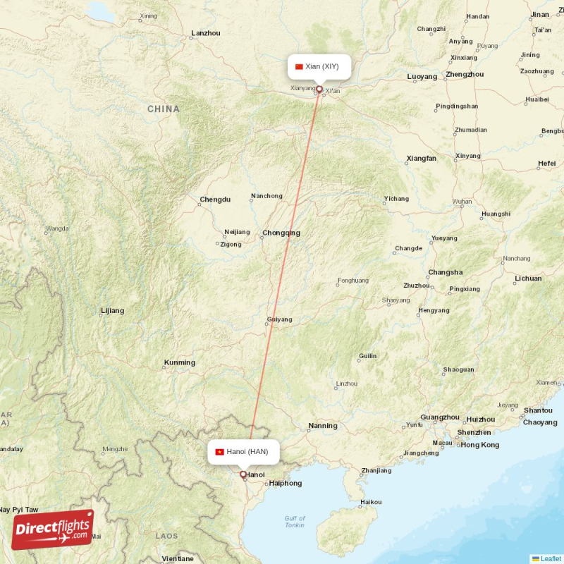 HAN - XIY route map