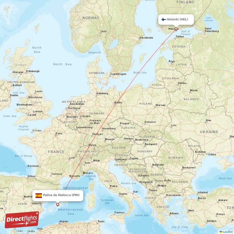 HEL - PMI route map