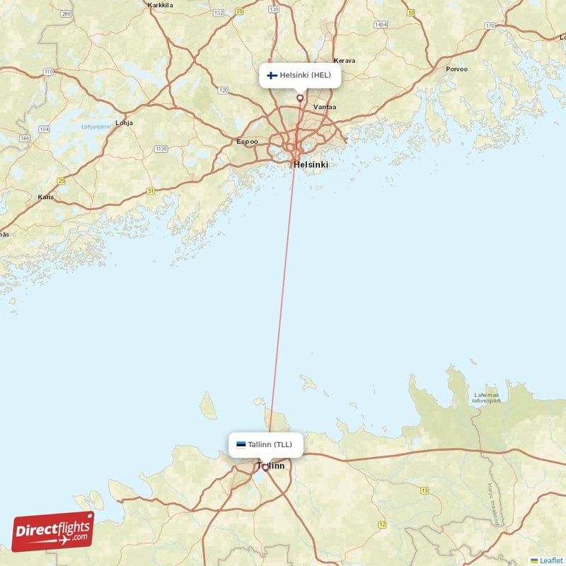 HEL - TLL route map