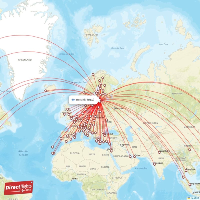 Direct flights from Helsinki - 121 destinations - HEL, Finland ...