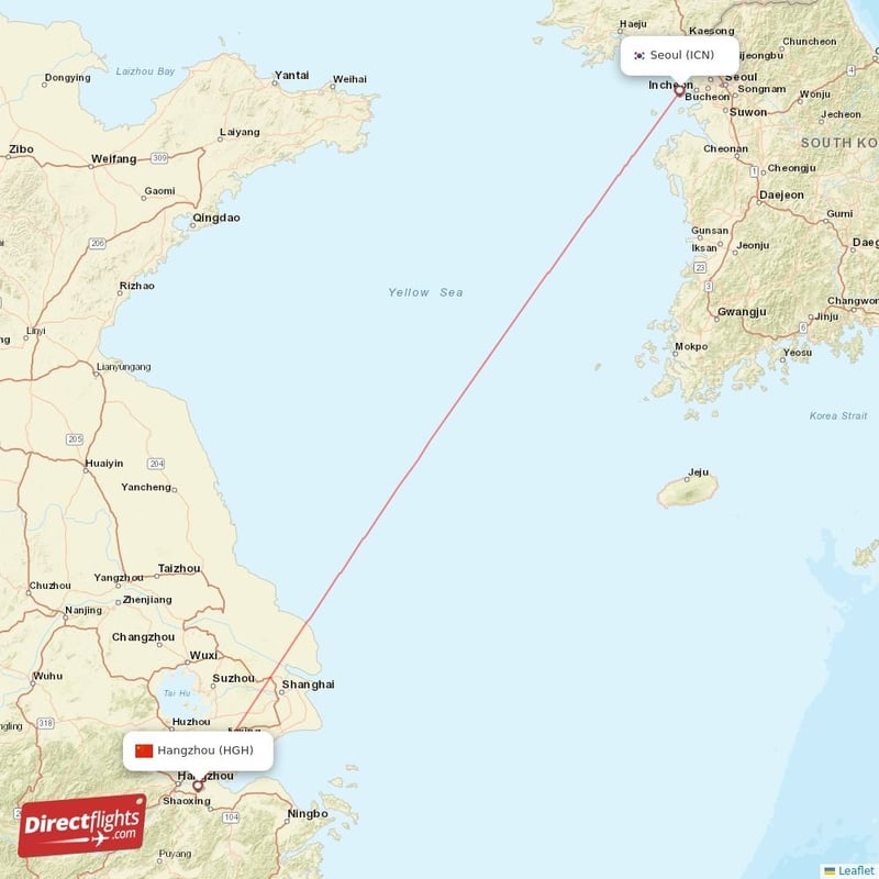 HGH - ICN route map