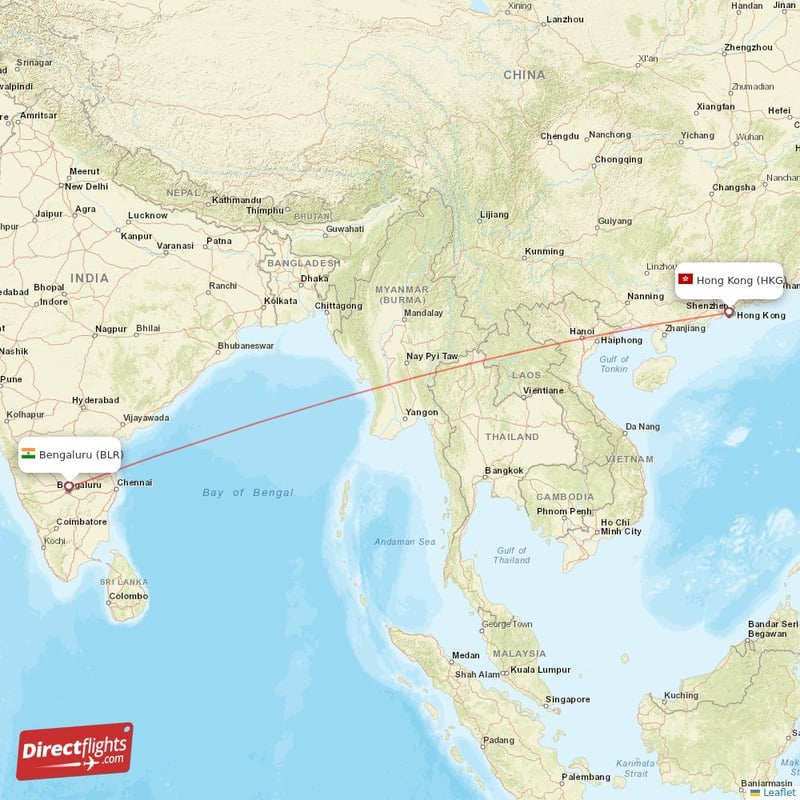 HKG - BLR route map