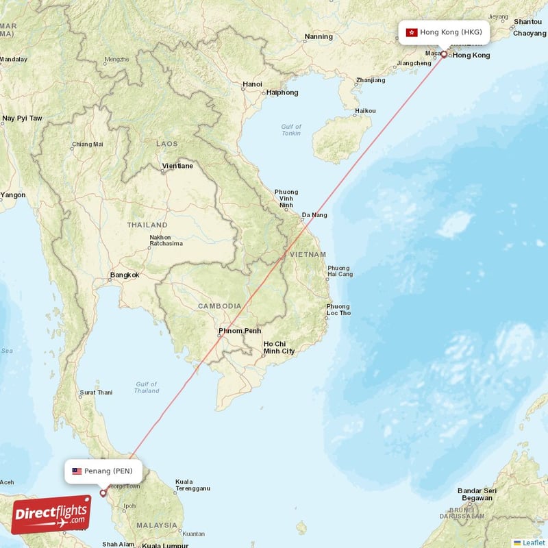 Direct flights from Hong Kong to Penang, HKG to PEN non-stop ...