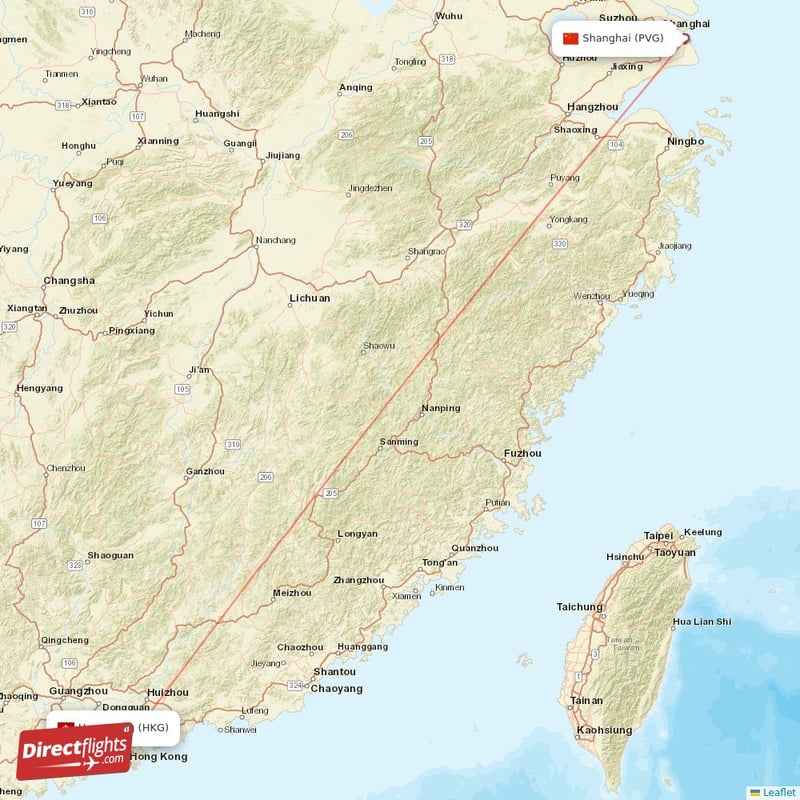 HKG - PVG route map