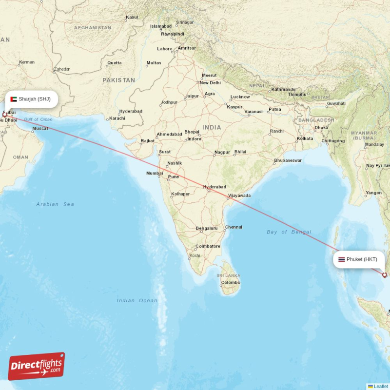 HKT - SHJ route map