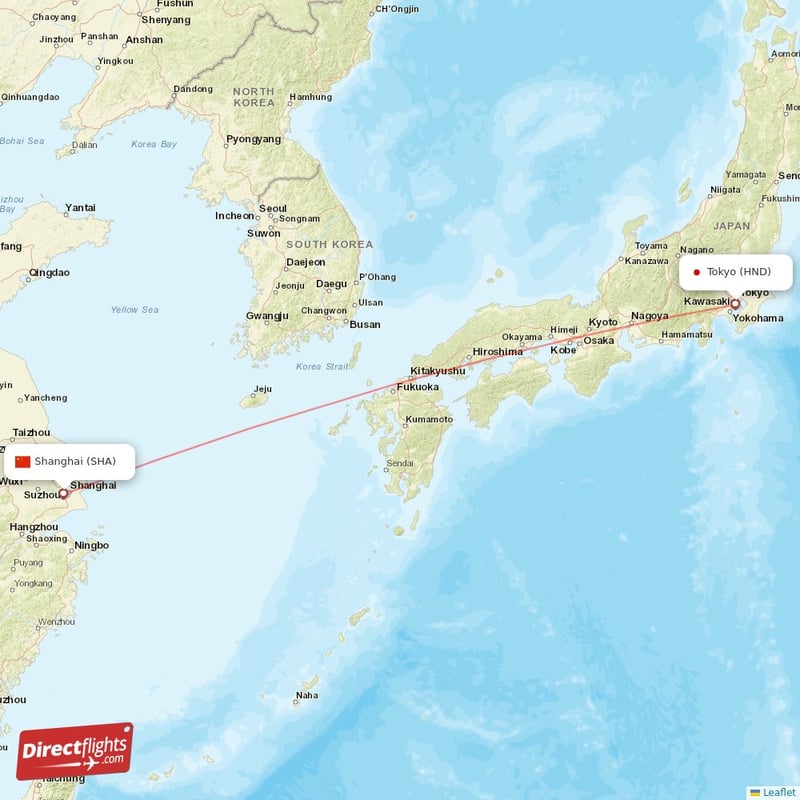 HND - SHA route map
