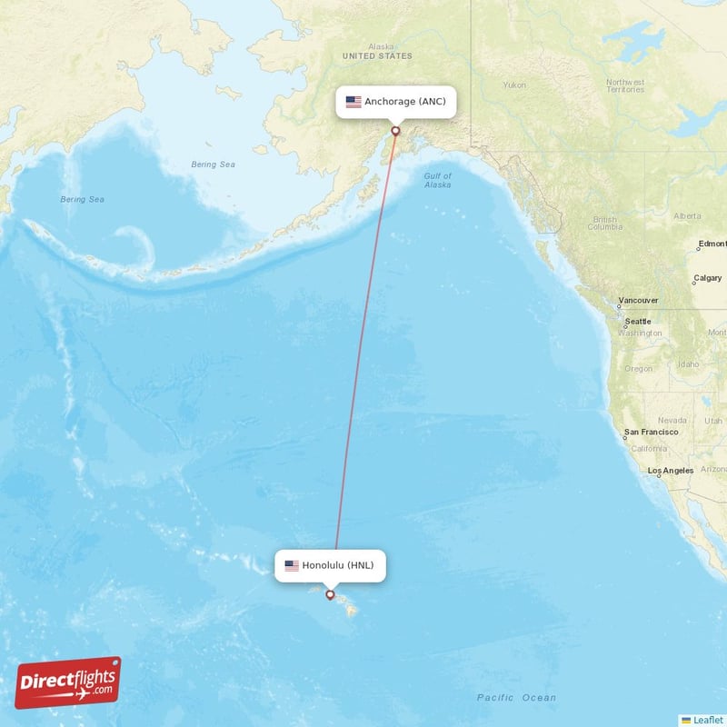 Direct flights from Honolulu to Anchorage HNL to ANC non stop Directflights