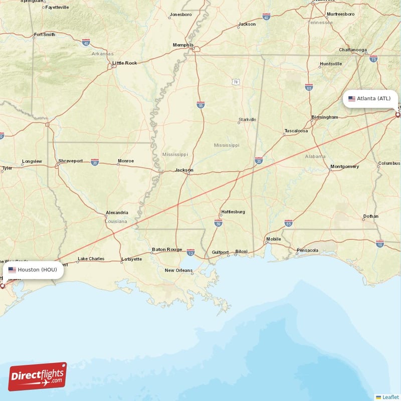HOU - ATL route map
