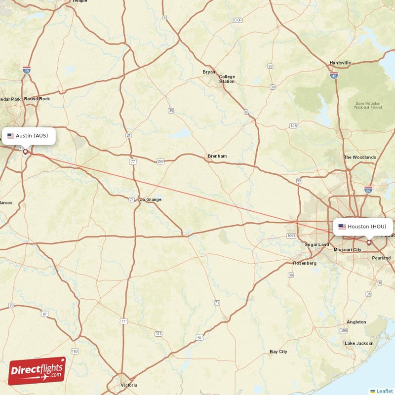 Direct flights from Houston to Austin, HOU to AUS non-stop