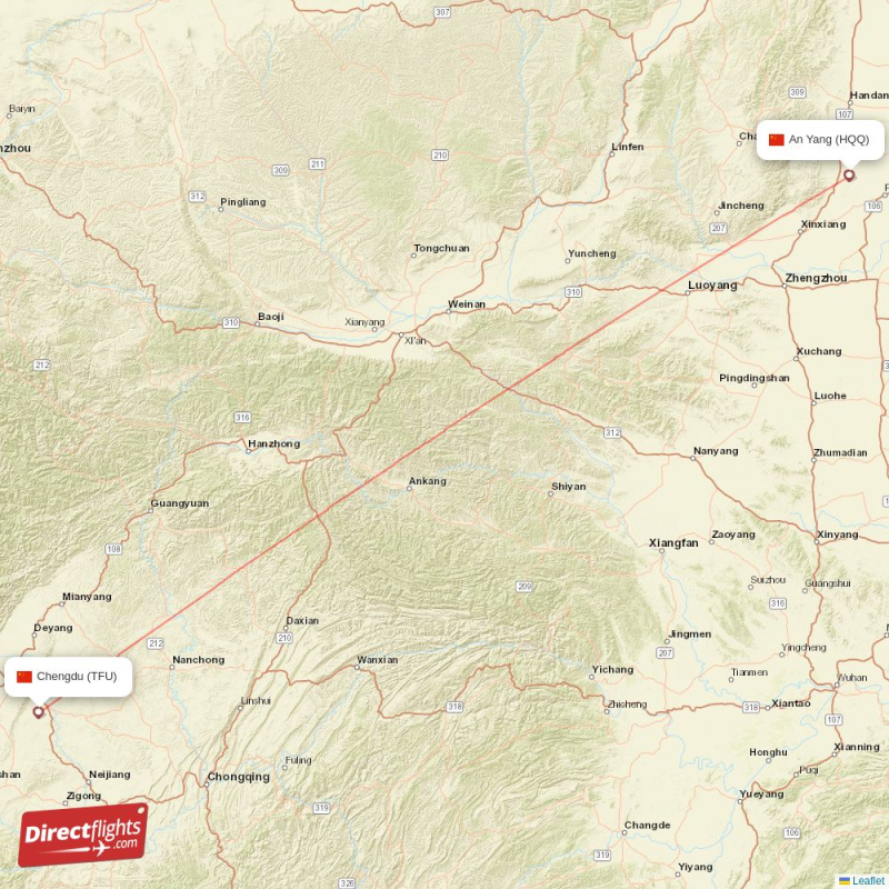 Direct flights from An Yang to Chengdu, HQQ to TFU non-stop ...