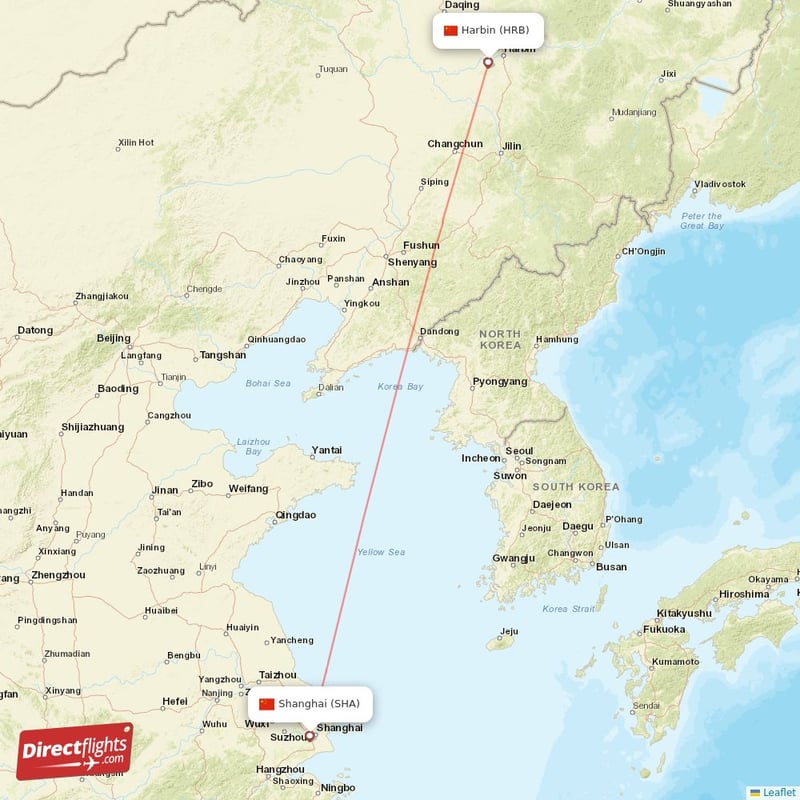 Direct flights from Harbin to Shanghai HRB to SHA non stop