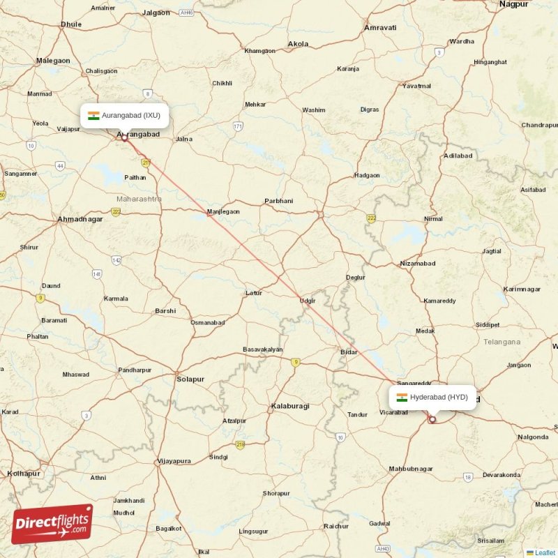 Fly Hyd Direct flights from Hyderabad to Aurangabad (HYD-IXU) - Directflights.com