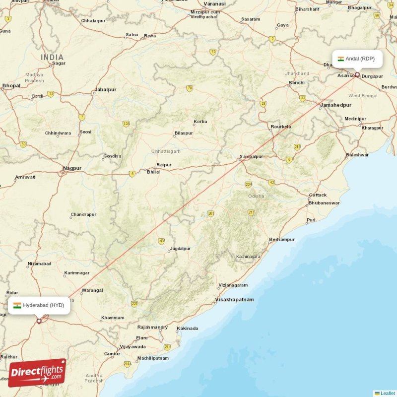 Direct flights from Hyderabad to Andal (HYD-RDP) - Directflights.com