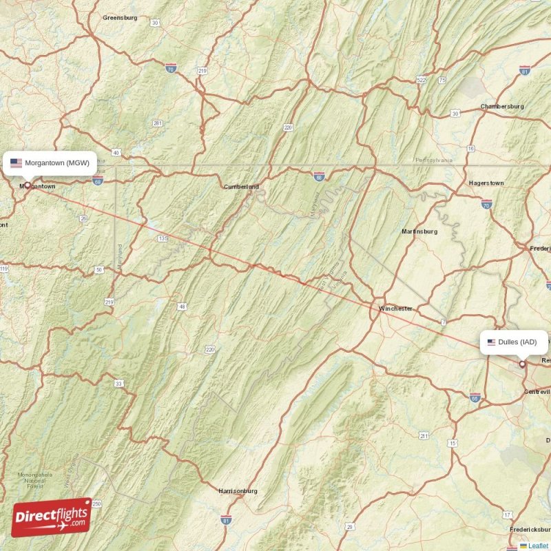 IAD - MGW route map
