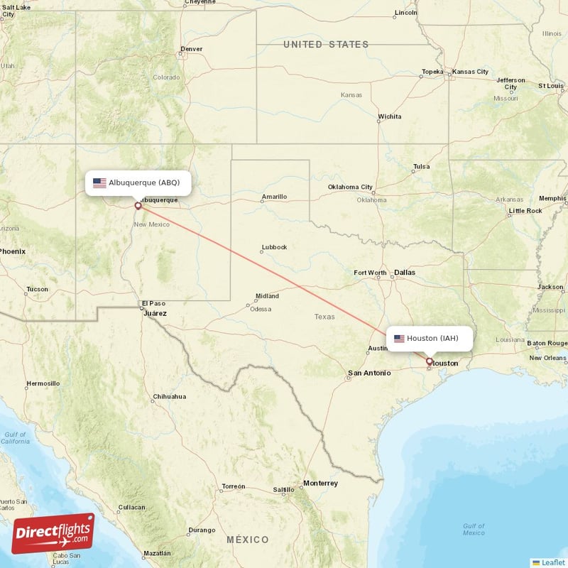 IAH - ABQ route map