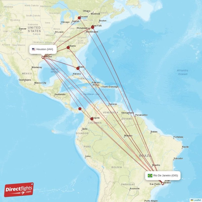Direct flights from Houston to Rio De Janeiro, IAH to GIG nonstop
