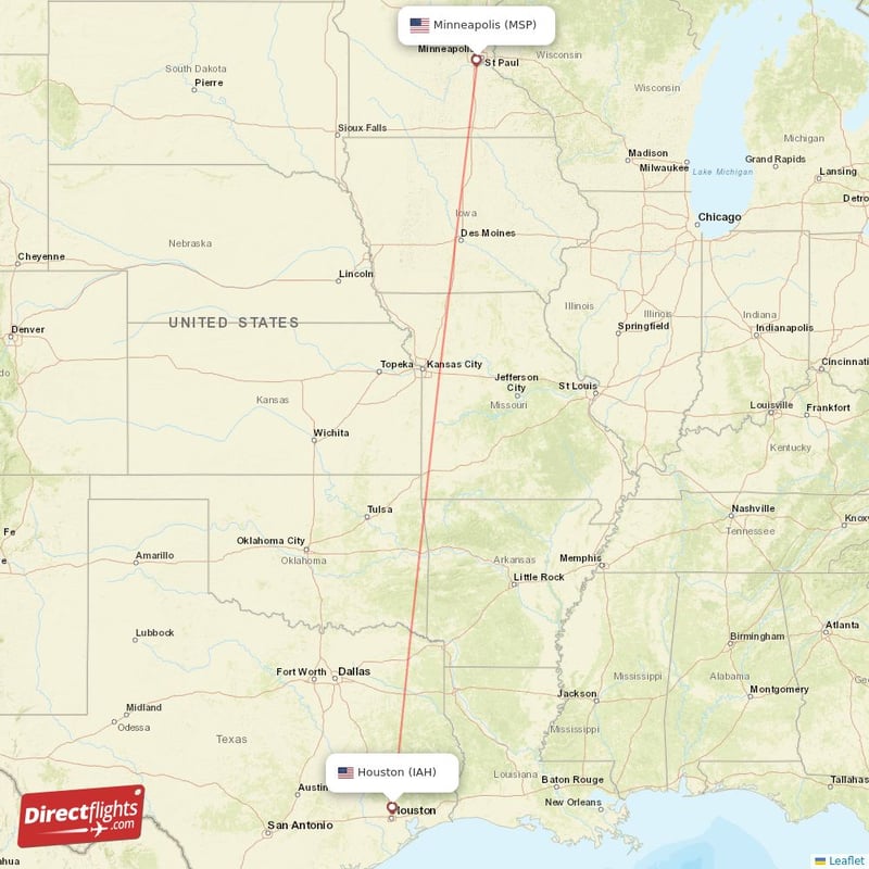 IAH - MSP route map
