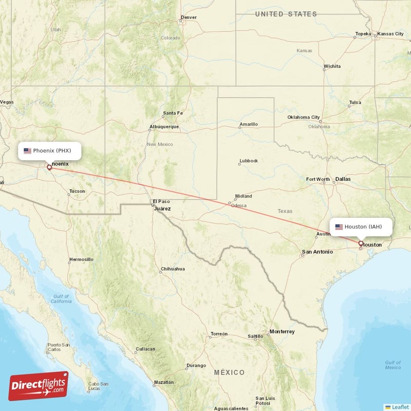IAH - PHX route map