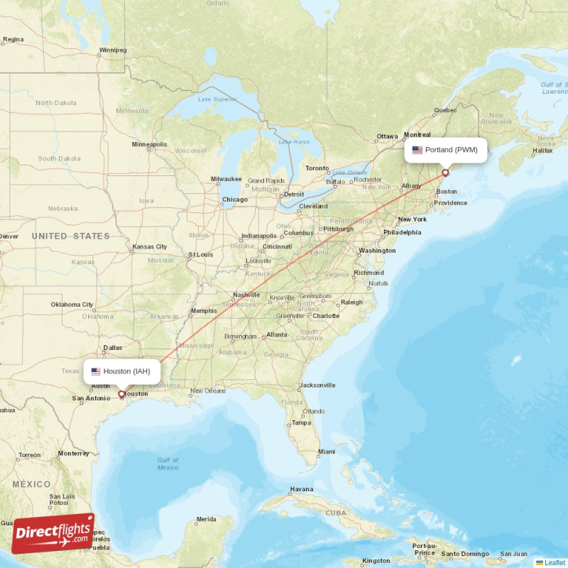 IAH - PWM route map