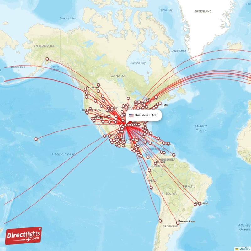 Direct flights from Houston - 180 destinations - IAH, USA ...