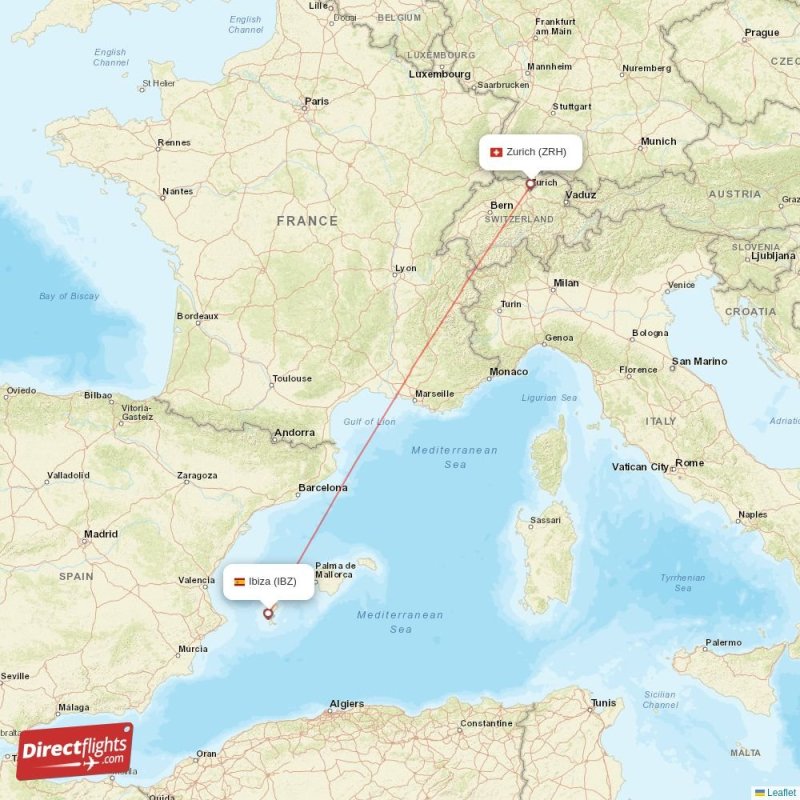IBZ - ZRH route map